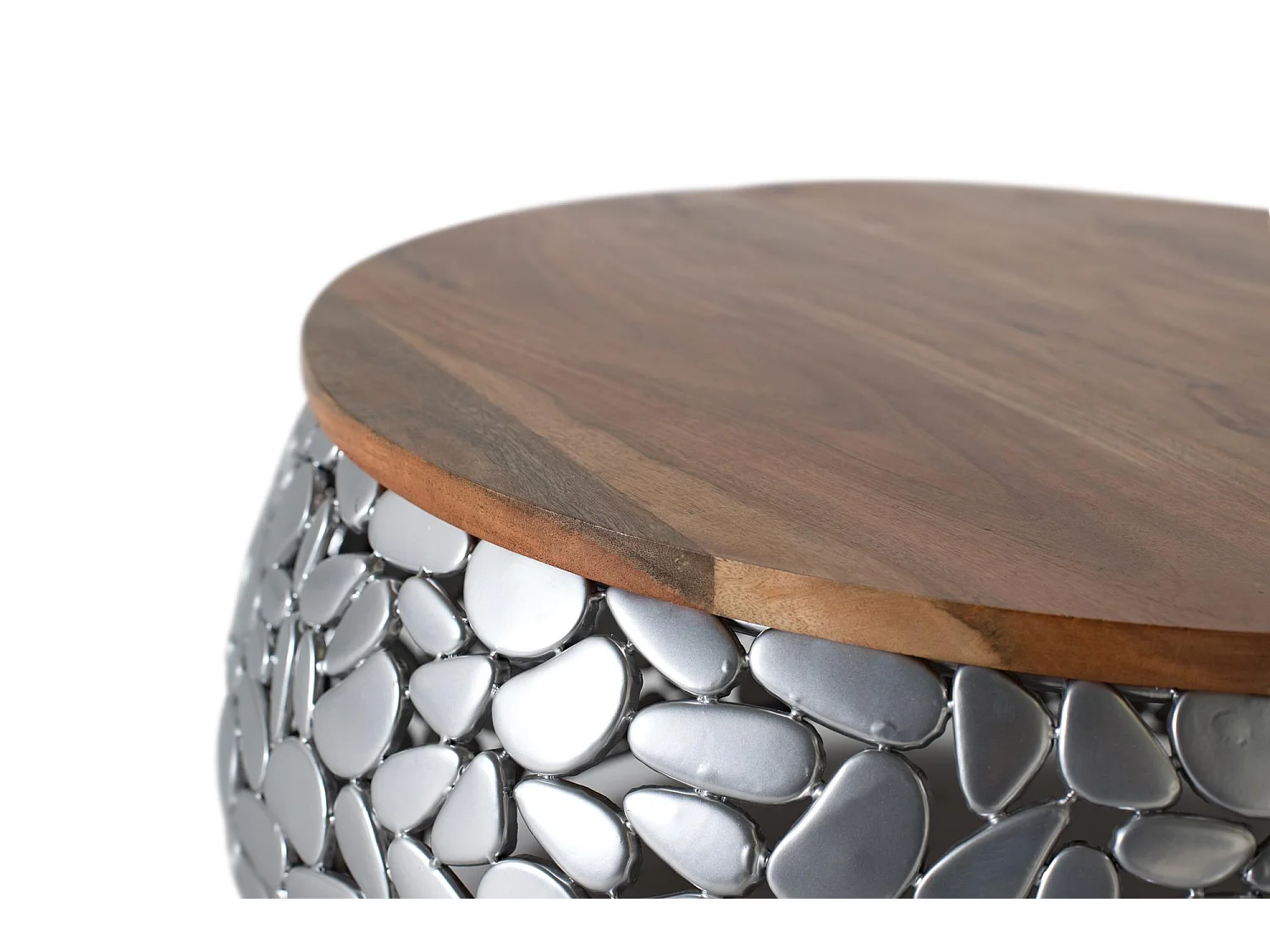 Lot de 2 tables en manguier et aluminium