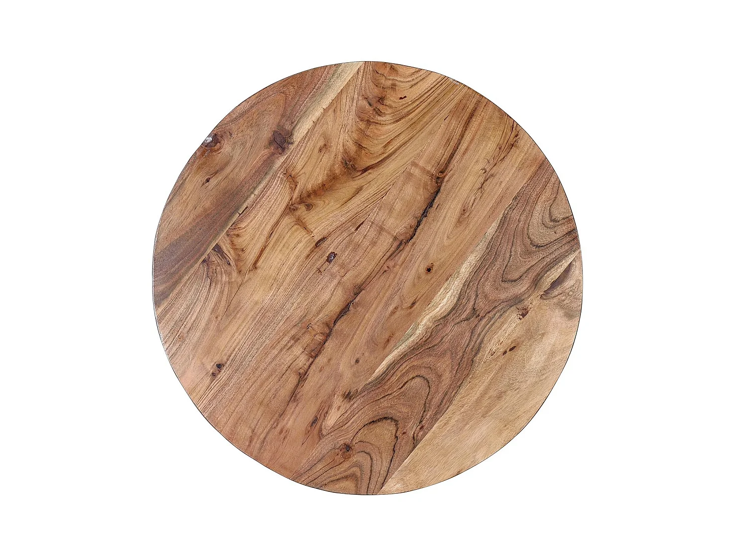 Tables basses en bois de manguier, grande (70 cm) et petite (55 cm), style industriel - 46 x 70 x 70 cm