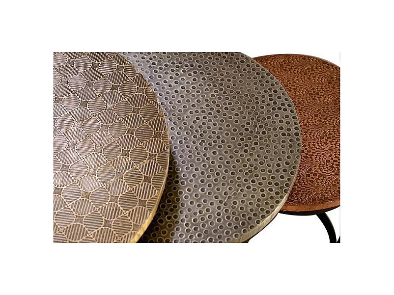 Set de 3 mesas de café tapa de bronce Multicolor.Giner y Colomer