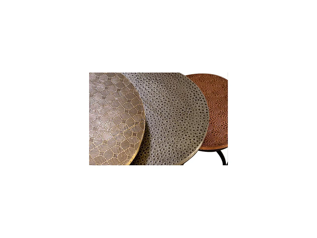 Tables basses en métal style industriel : grande (45 cm), moyenne (38 cm), petite (28 cm) - 49 x 45 x 45