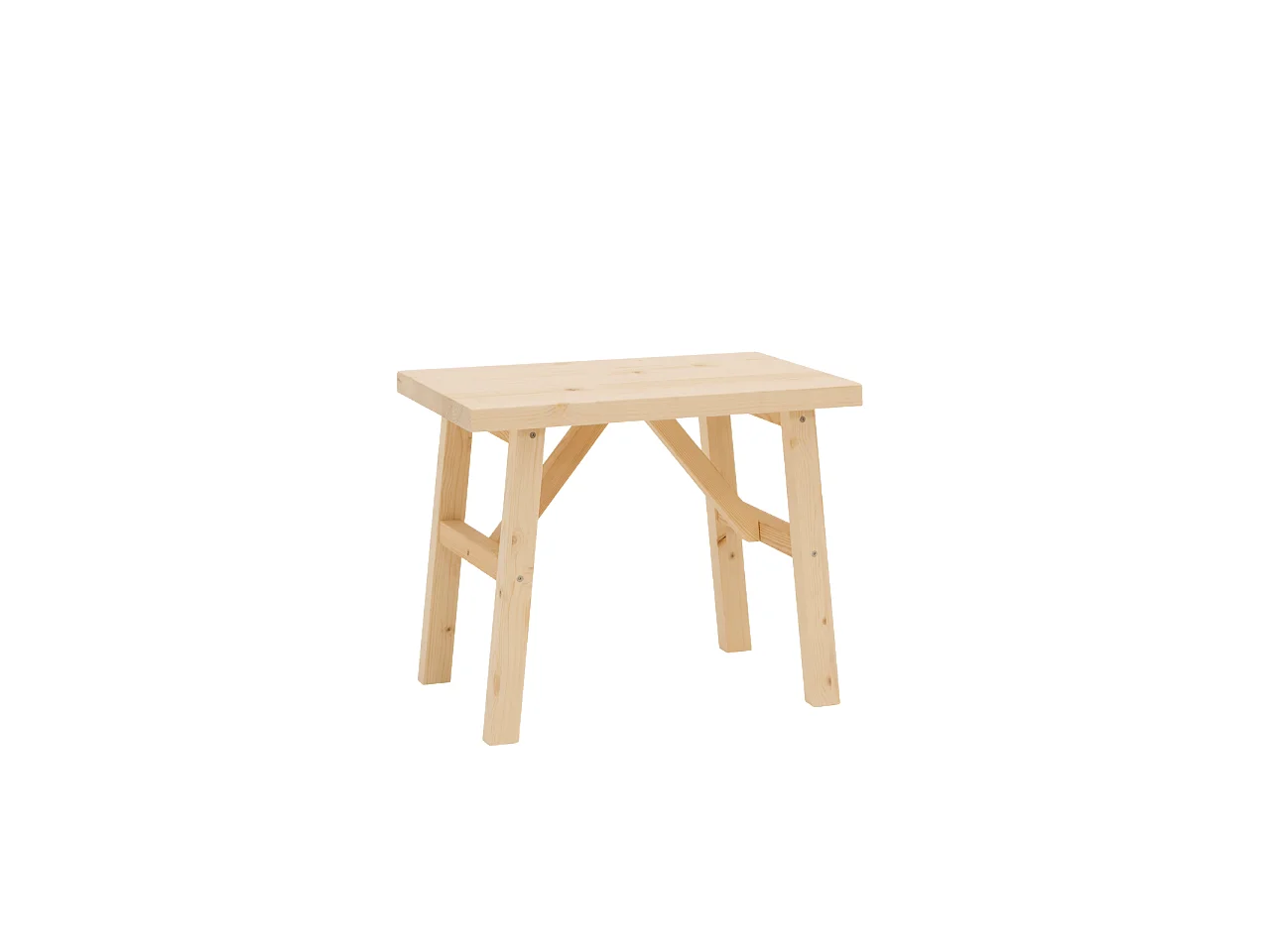 Sgabello in legno massello in tono naturale 55x45cm - SIEP - DECOWOOD