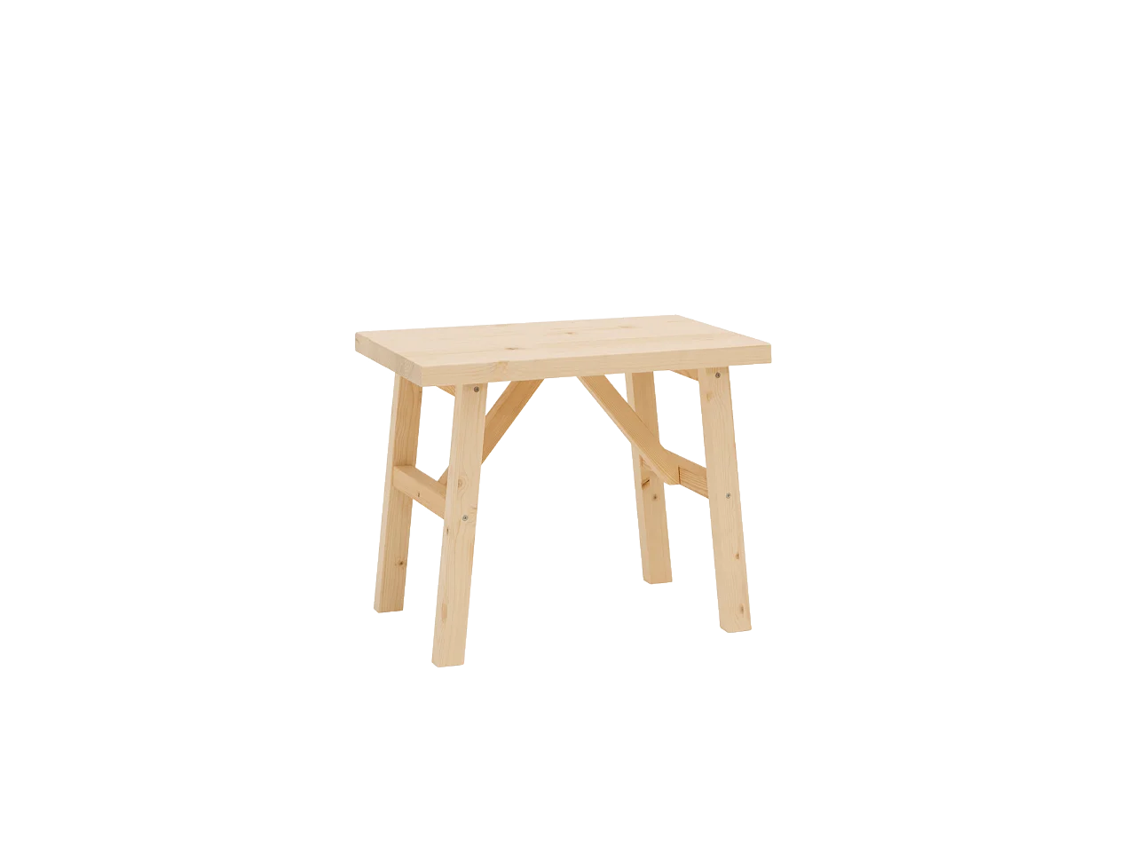 Sgabello in legno massello in tono naturale 55x45cm - SIEP - DECOWOOD