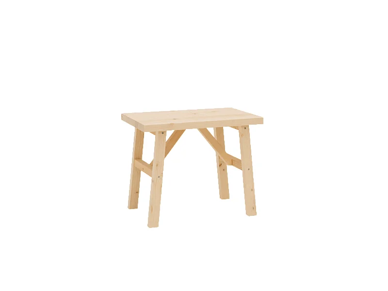 Taburete de madera maciza en tono natural de 45x55cm - SIEP - DECOWOOD