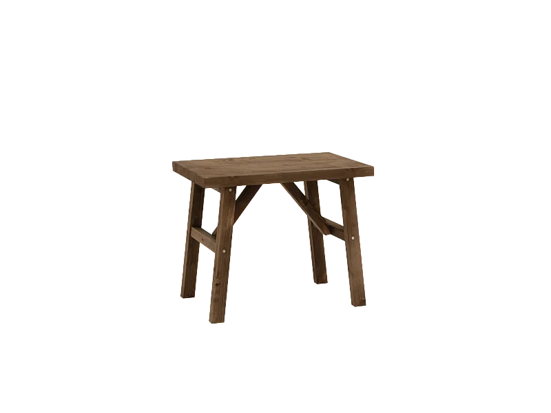 Sgabello in legno massello in tono noce 55x45cm - SIEP - DECOWOOD