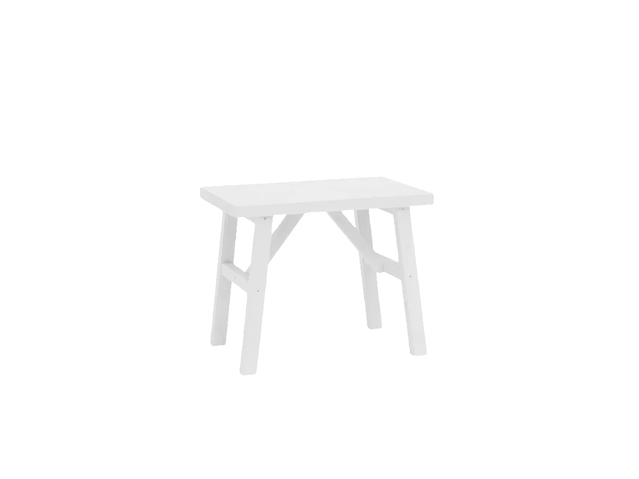 Taburete de madera maciza en tono blanco de 45x55cm - SIEP - DECOWOOD