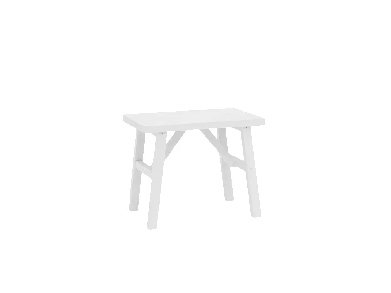 Taburete de madera maciza en tono blanco de 45x55cm - SIEP - DECOWOOD