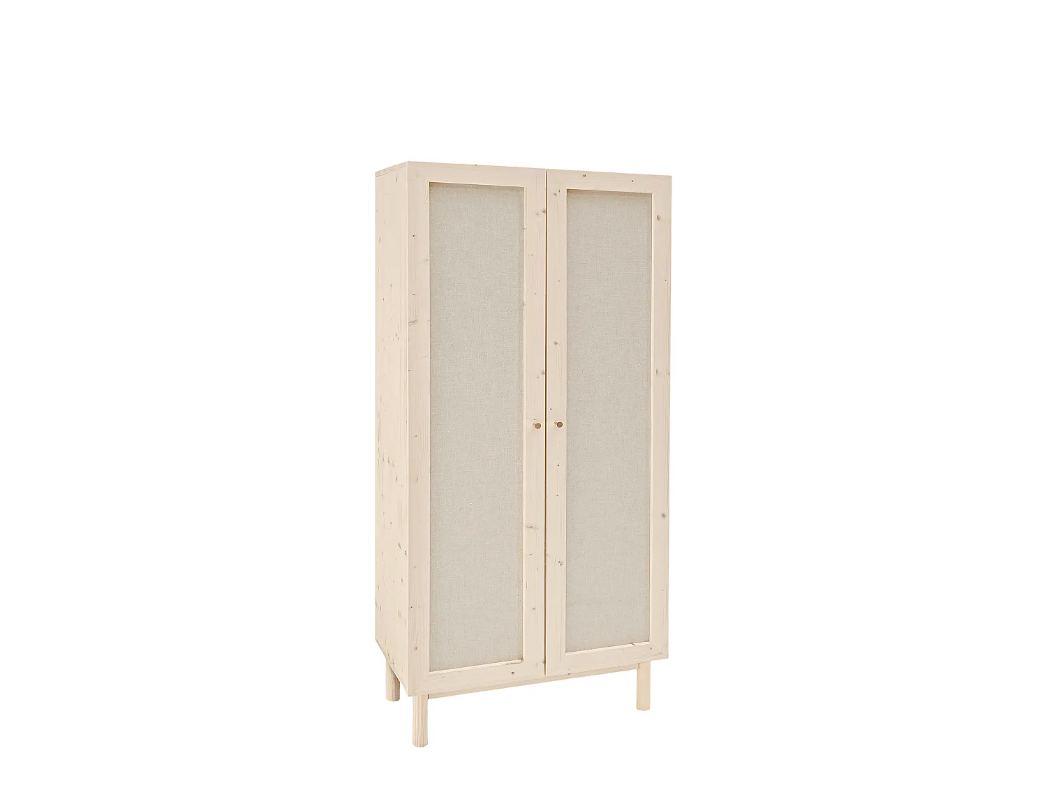 Armoire en bois de sapin et toile de lin naturel 180x80cm - LINEN - DECOWOOD