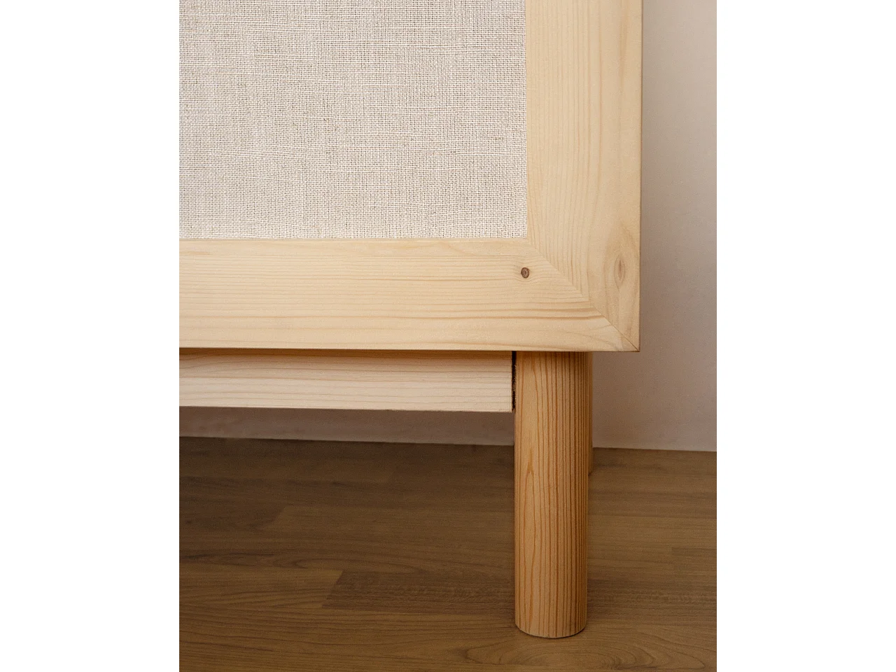 Armoire en bois de sapin et toile de lin naturel 180x80cm - LINEN - DECOWOOD