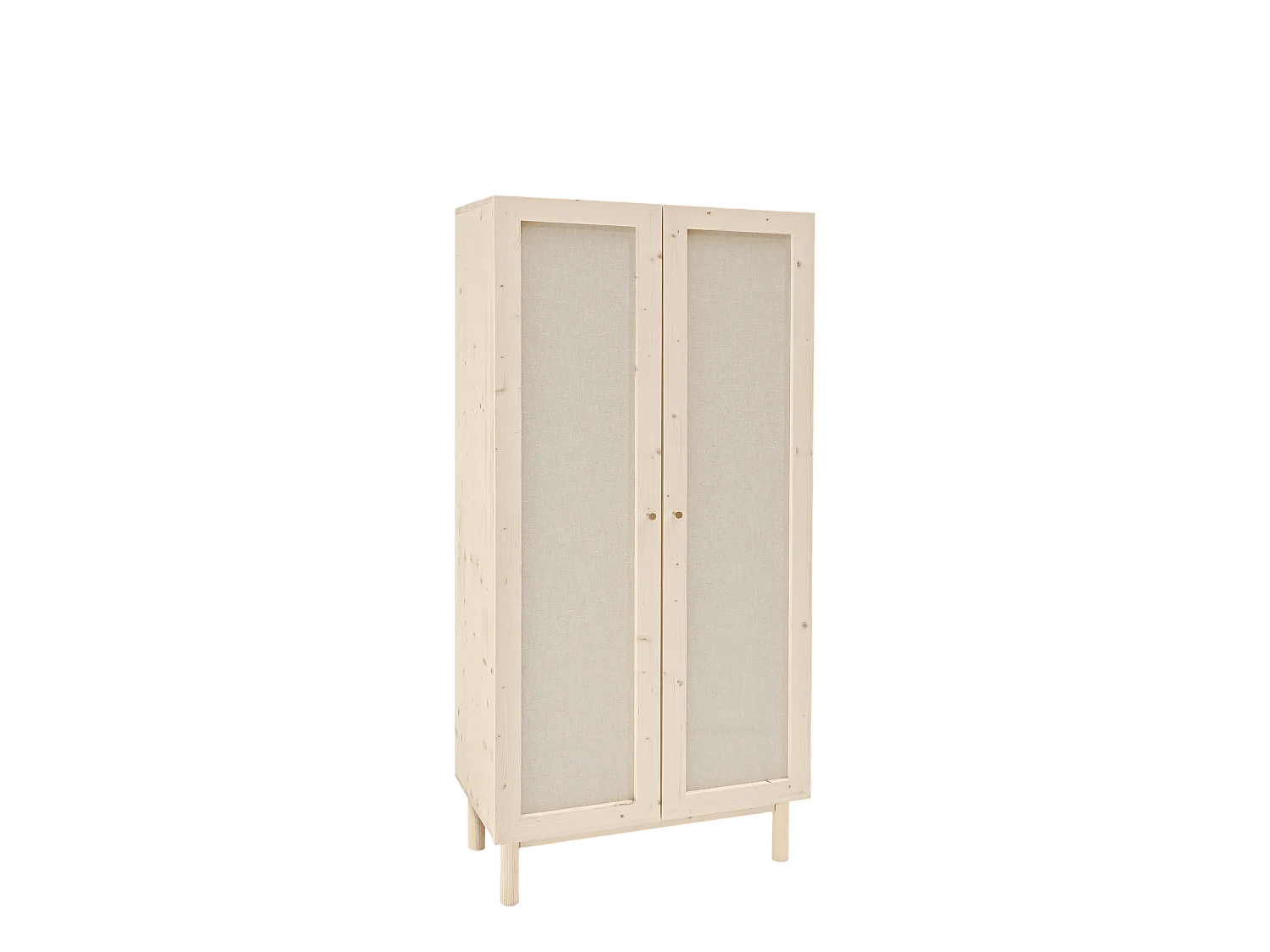 Armoire en bois de sapin et toile de lin naturel 180x80cm - LINEN - DECOWOOD