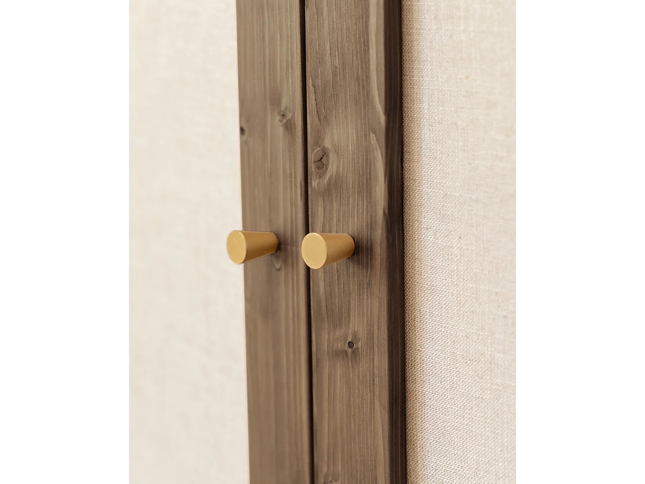 Armoire en bois de sapin et toile de lin marron 180x80cm - LINEN - DECOWOOD