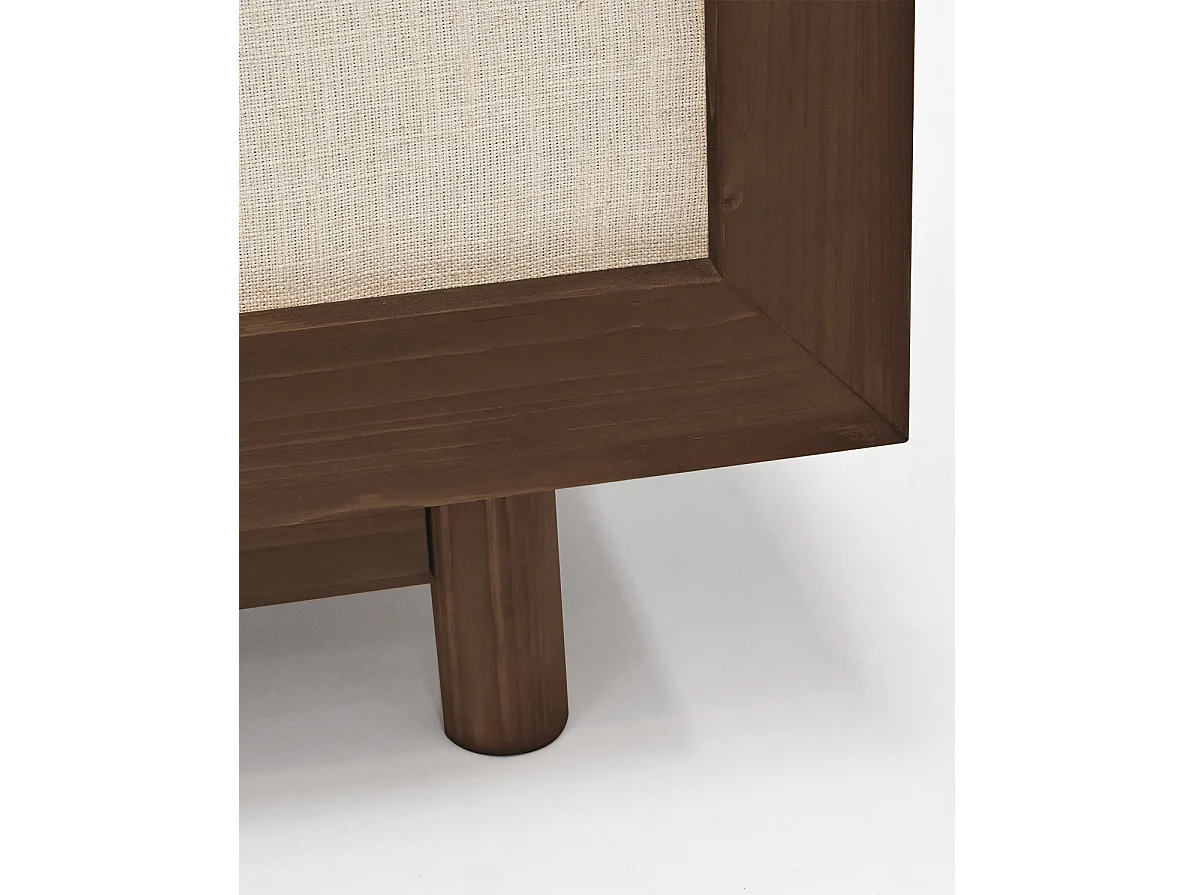 Armoire en bois de sapin et toile de lin marron 180x80cm - LINEN - DECOWOOD