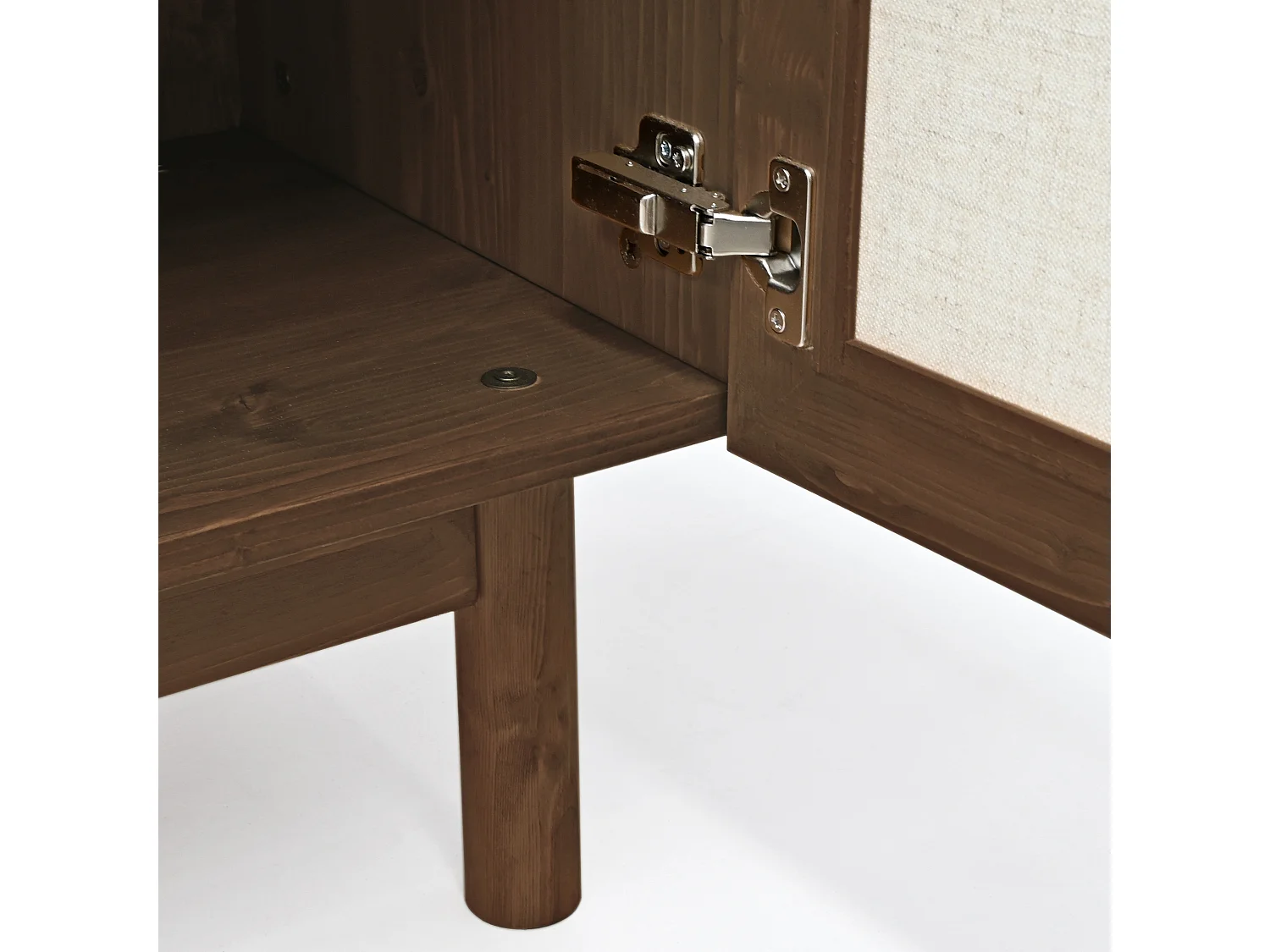 Armoire en bois de sapin et toile de lin marron 180x80cm - LINEN - DECOWOOD