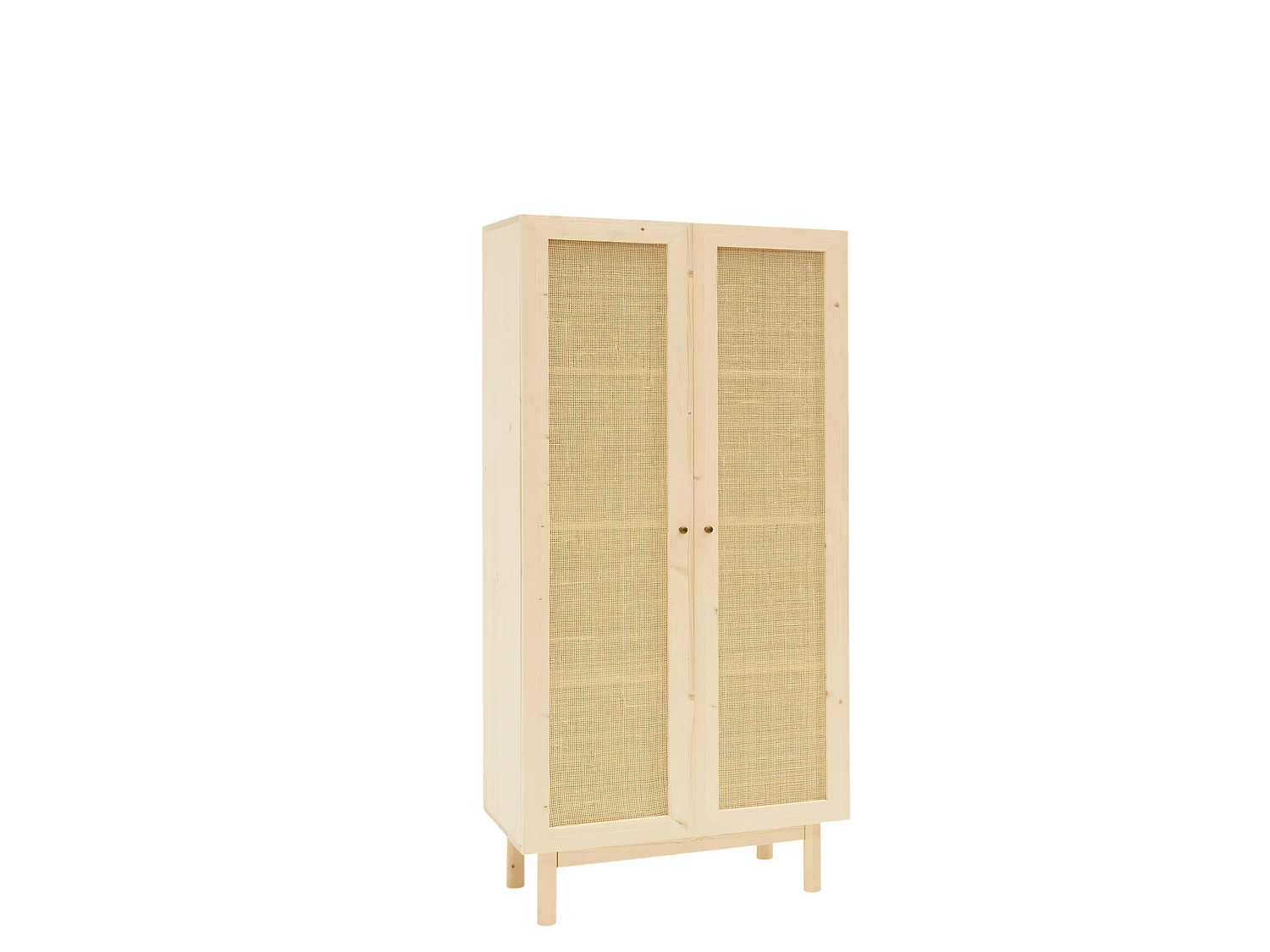 Armoire en bois de sapin et tressage de rotin 180x80cm - FRIDA - DECOWOOD