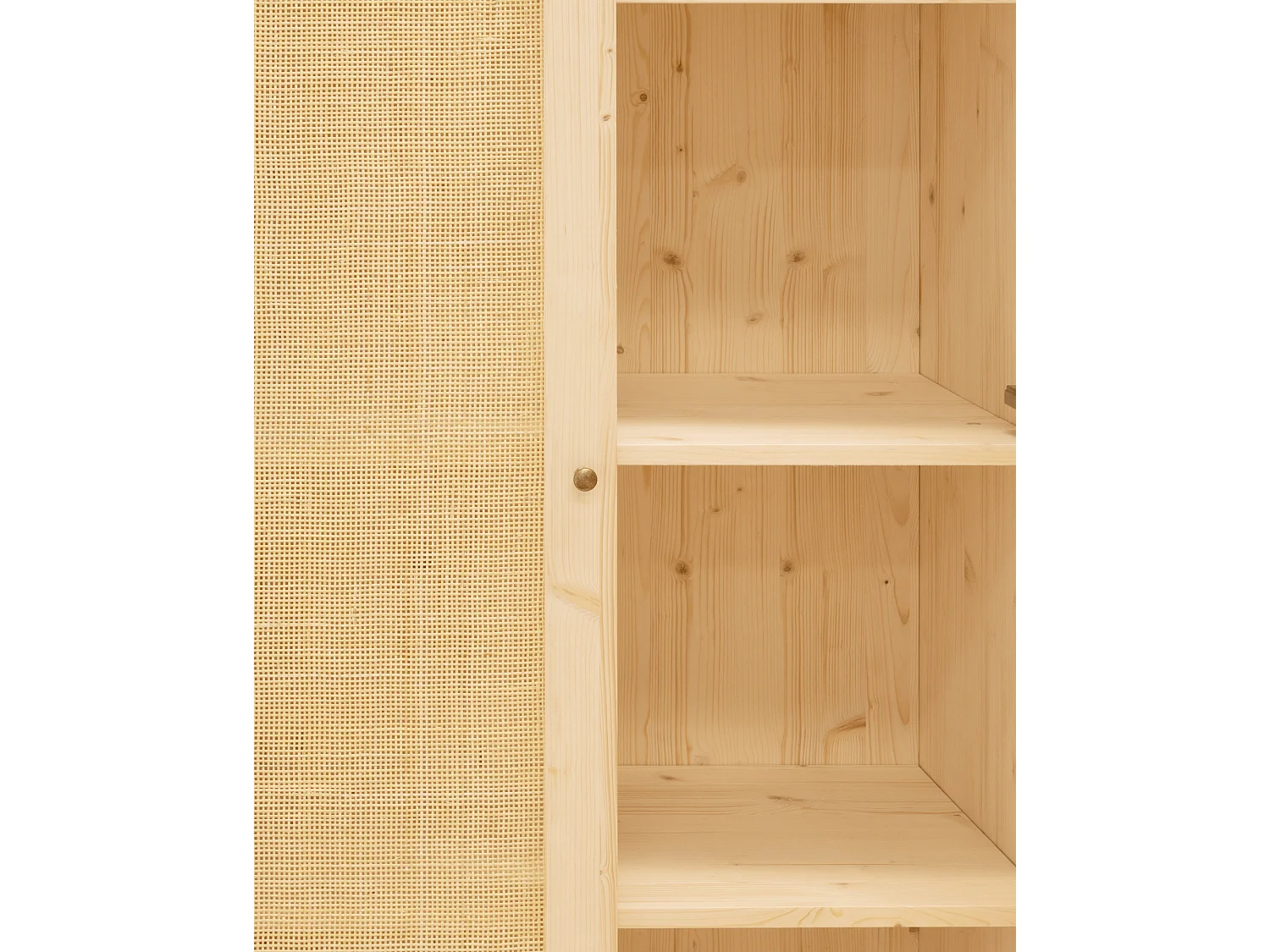 Armoire en bois de sapin et tressage de rotin 180x80cm - FRIDA - DECOWOOD