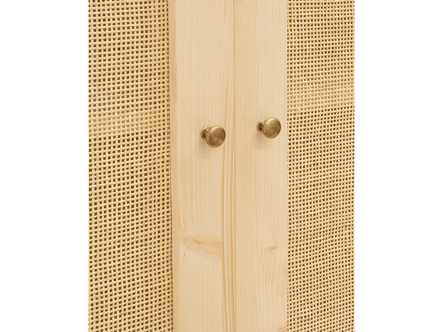 Armoire en bois de sapin et tressage de rotin 180x80cm - FRIDA - DECOWOOD