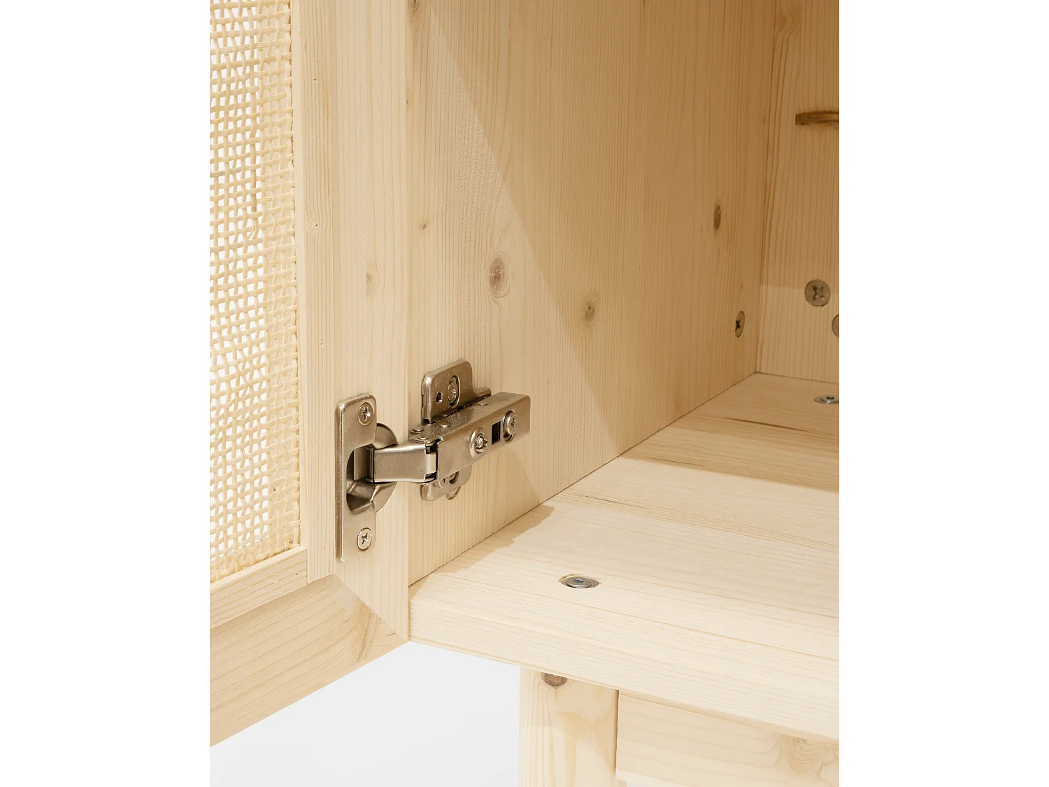 Armoire en bois de sapin et tressage de rotin 180x80cm - FRIDA - DECOWOOD