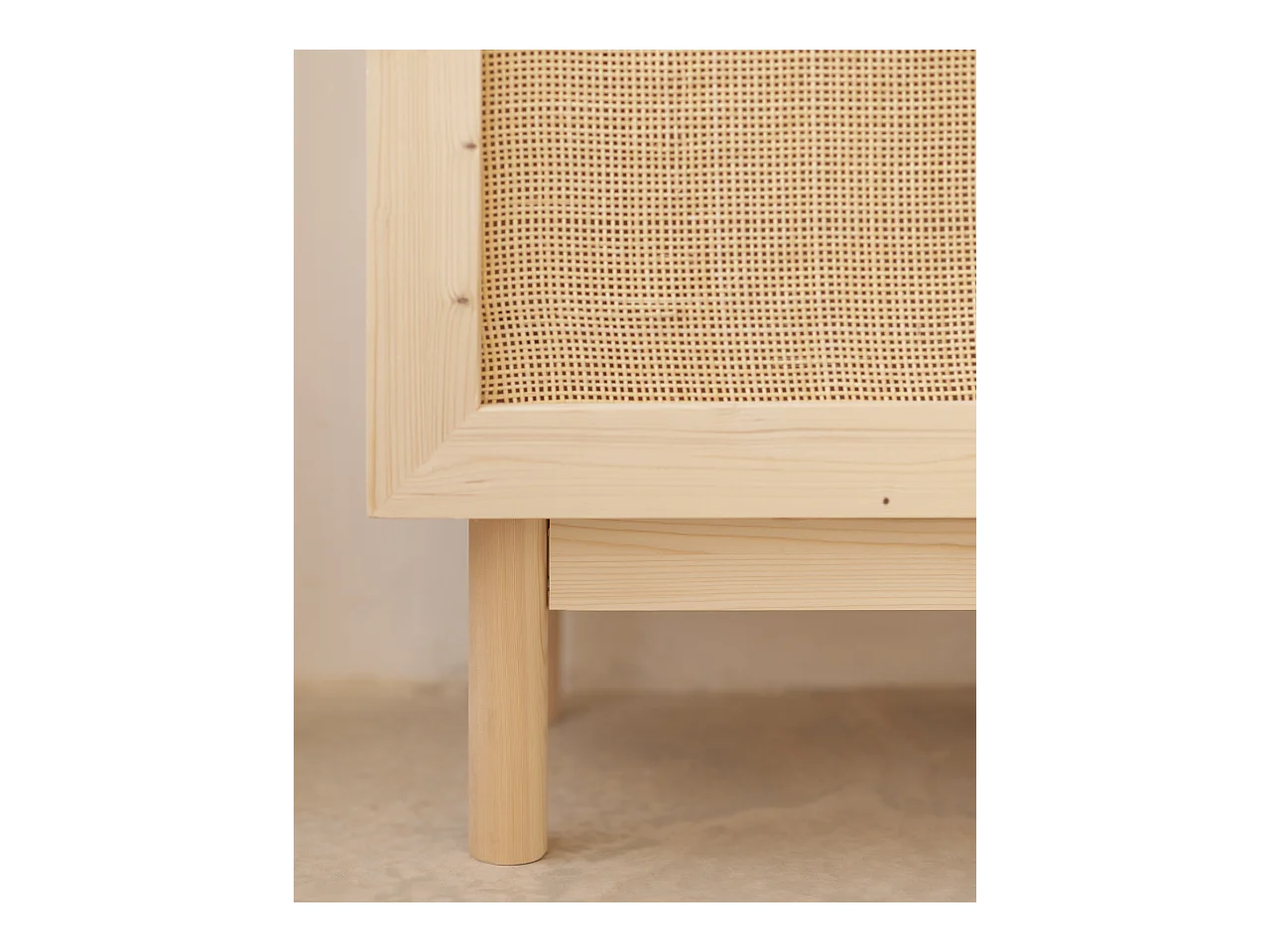 Armoire en bois de sapin et tressage de rotin 180x80cm - FRIDA - DECOWOOD