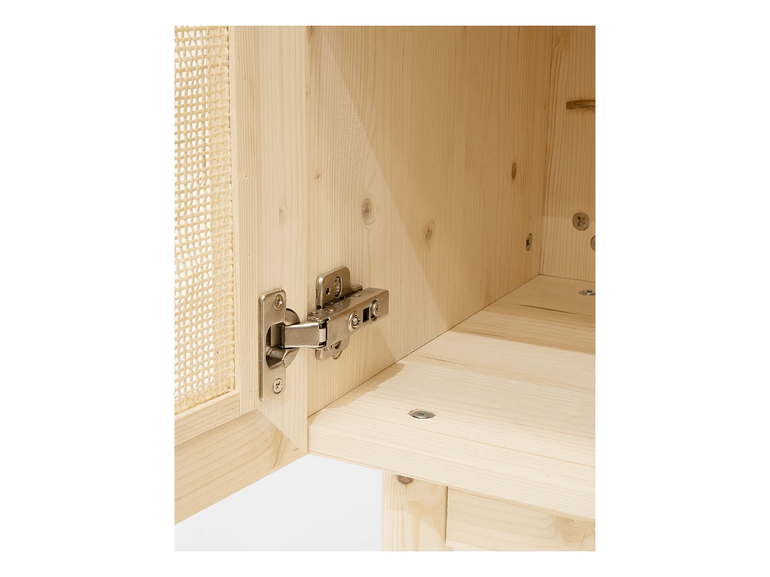 Armoire en bois de sapin et tressage de rotin 180x80cm - FRIDA - DECOWOOD