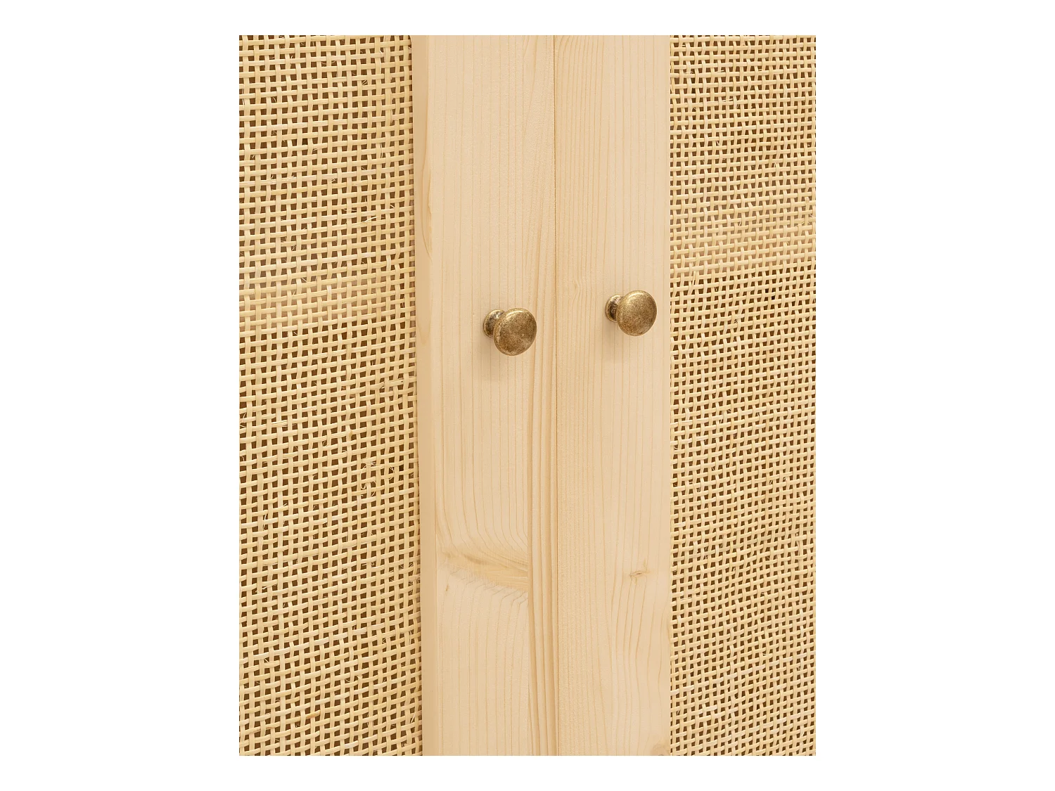 Armoire en bois de sapin et tressage de rotin 180x80cm - FRIDA - DECOWOOD