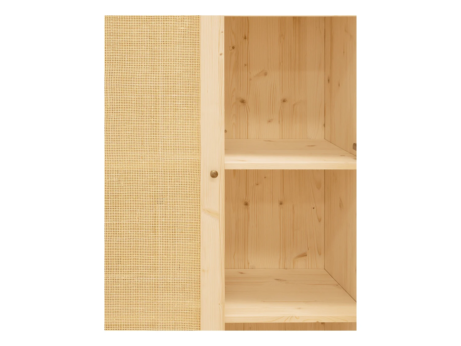 Armoire en bois de sapin et tressage de rotin 180x80cm - FRIDA - DECOWOOD