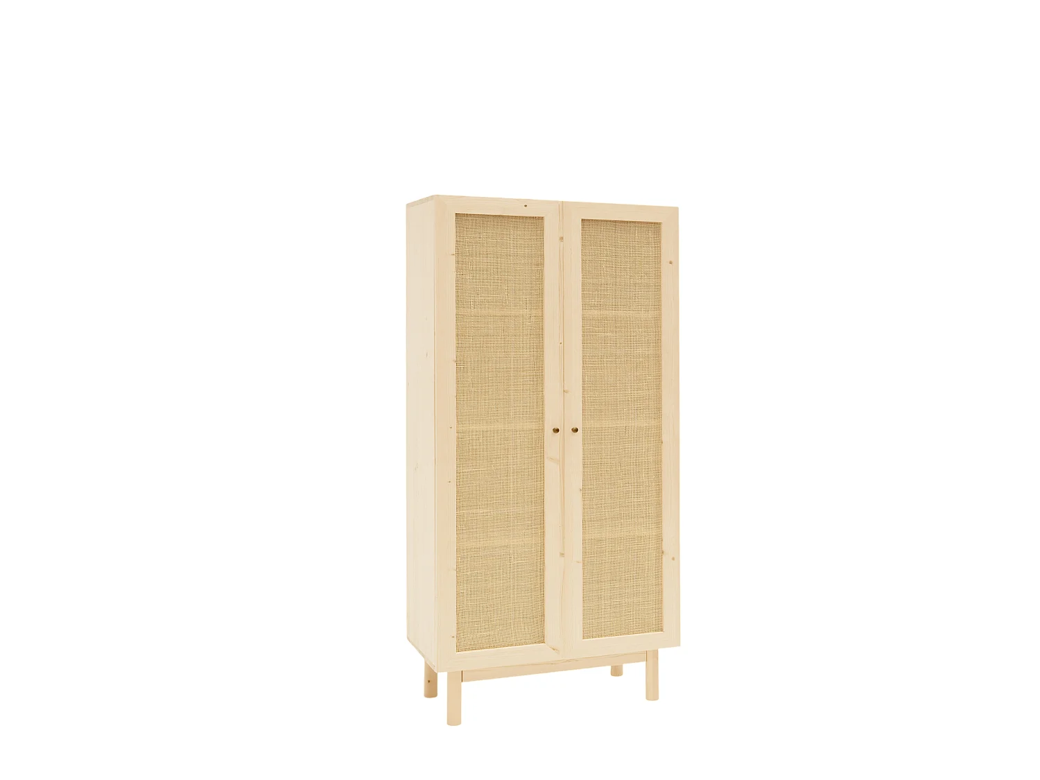 Armoire en bois de sapin et tressage de rotin 180x80cm - FRIDA - DECOWOOD