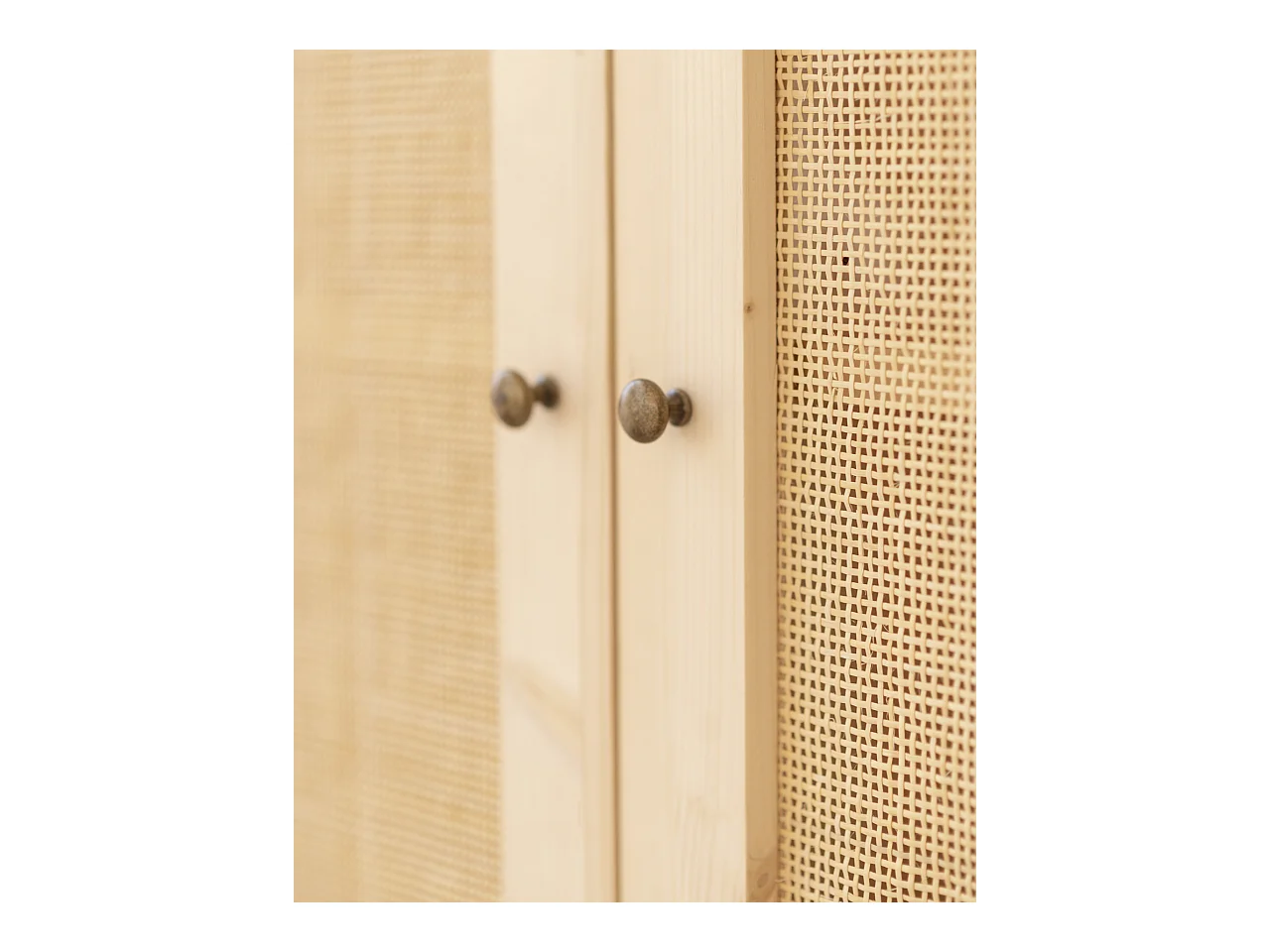 Armoire en bois de sapin et tressage de rotin 180x80cm - FRIDA - DECOWOOD