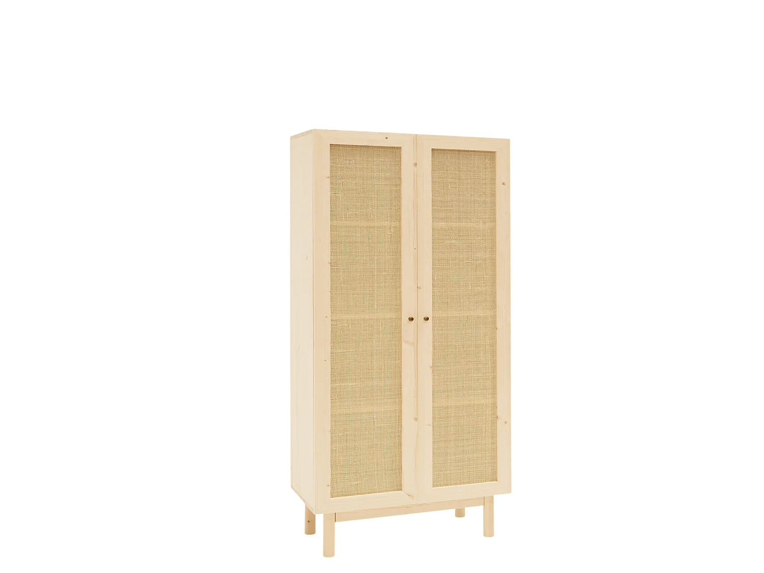Armoire en bois de sapin et tressage de rotin 180x80cm - FRIDA - DECOWOOD