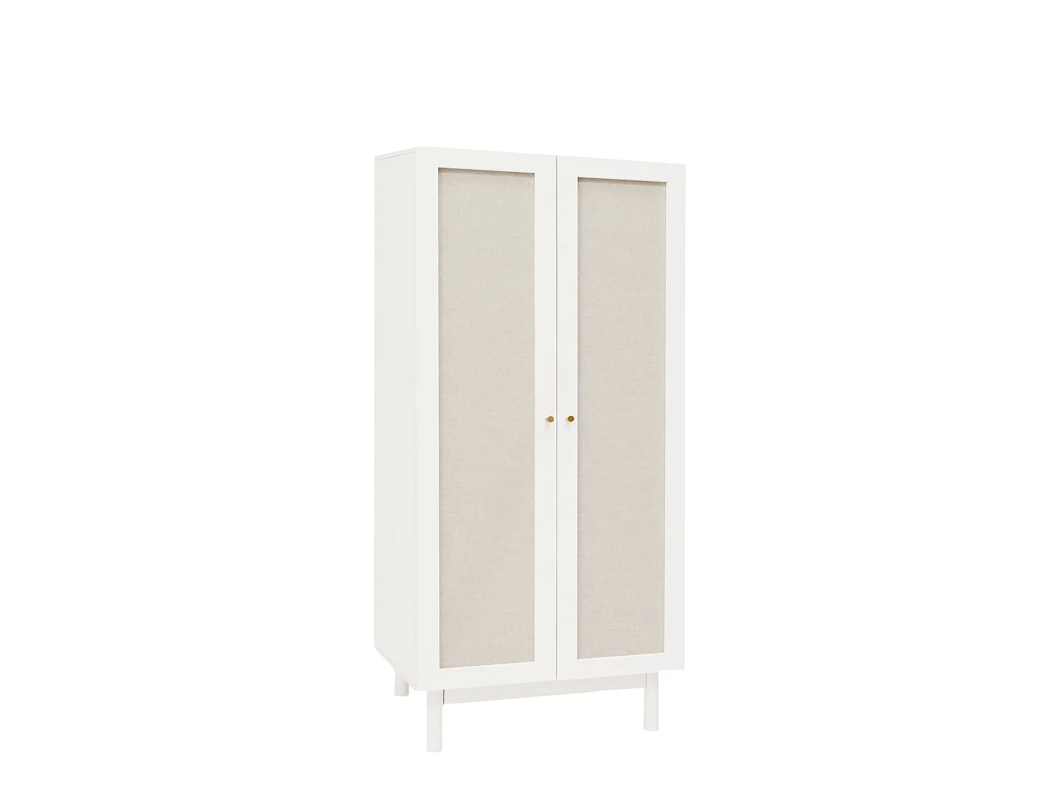 Armoire en bois de sapin et toile de lin blanc 180x80cm - LINEN - DECOWOOD
