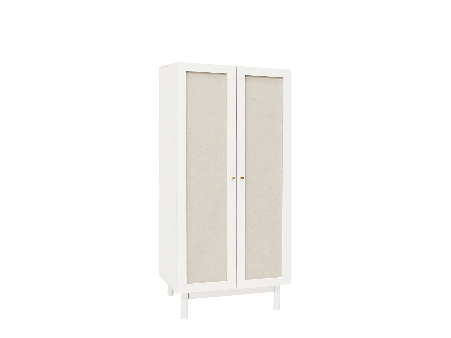 Armoire en bois de sapin et toile de lin blanc 180x80cm - LINEN - DECOWOOD