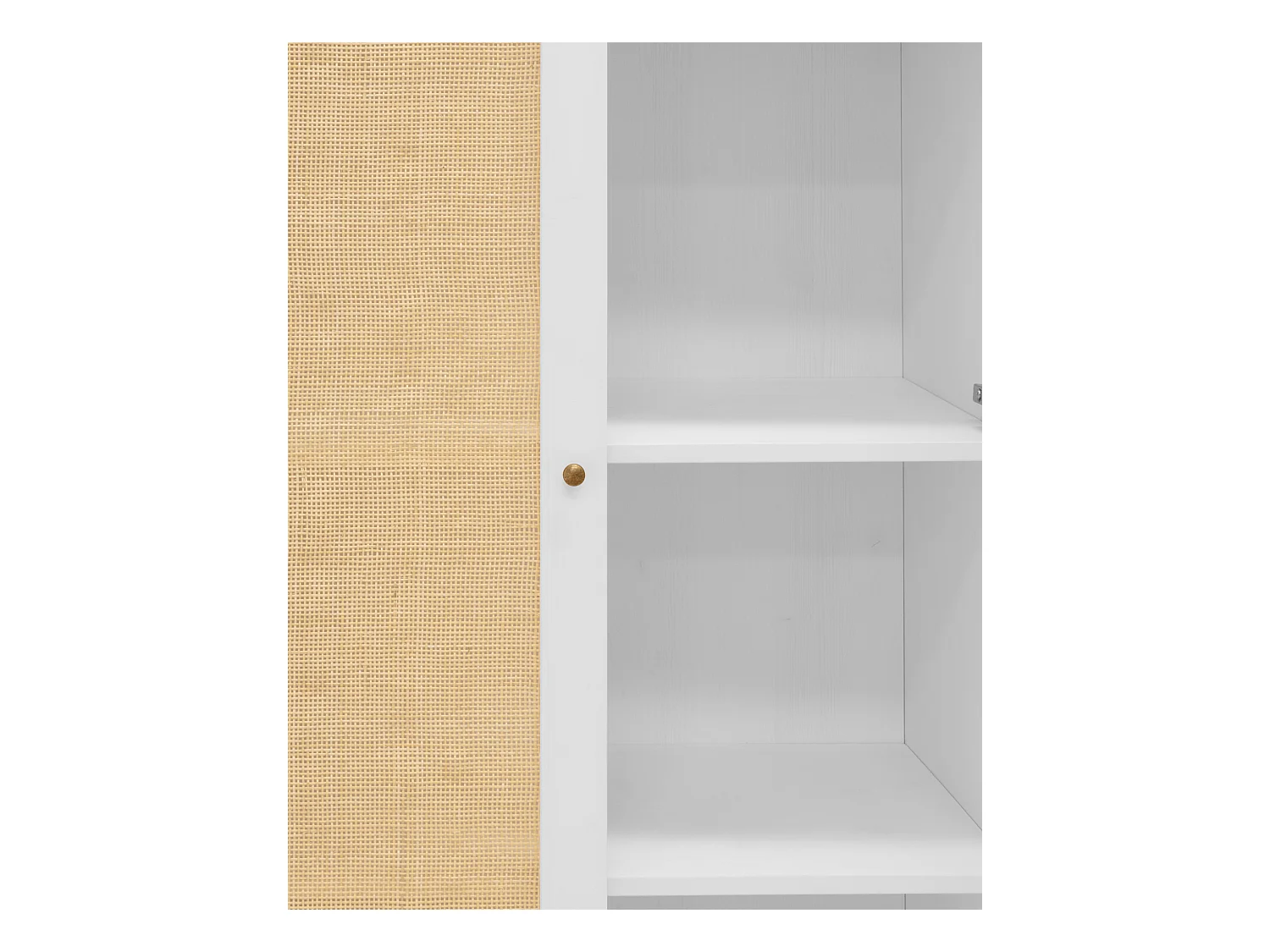 Armoire en bois de sapin et tressage de rotin blanc 180x80cm - FRIDA - DECOWOOD