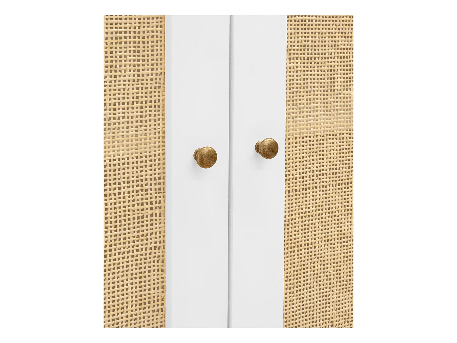 Armoire en bois de sapin et tressage de rotin blanc 180x80cm - FRIDA - DECOWOOD