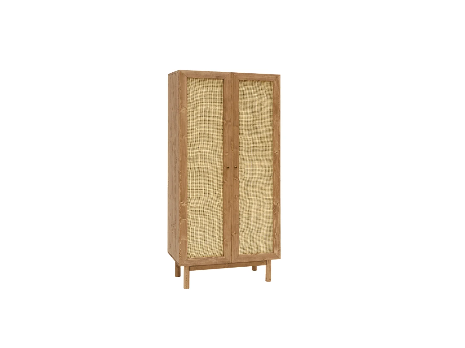 Armoire en bois de sapin et tressage de rotin naturel 180x80x40cm - FRIDA - DECOWOOD