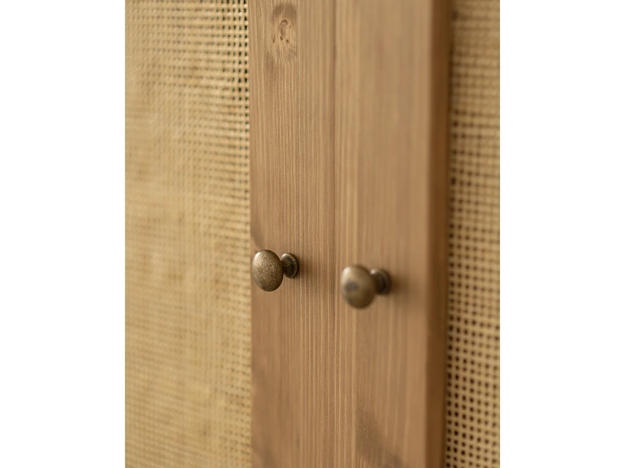 Armoire en bois de sapin et tressage de rotin naturel 180x80x40cm - FRIDA - DECOWOOD