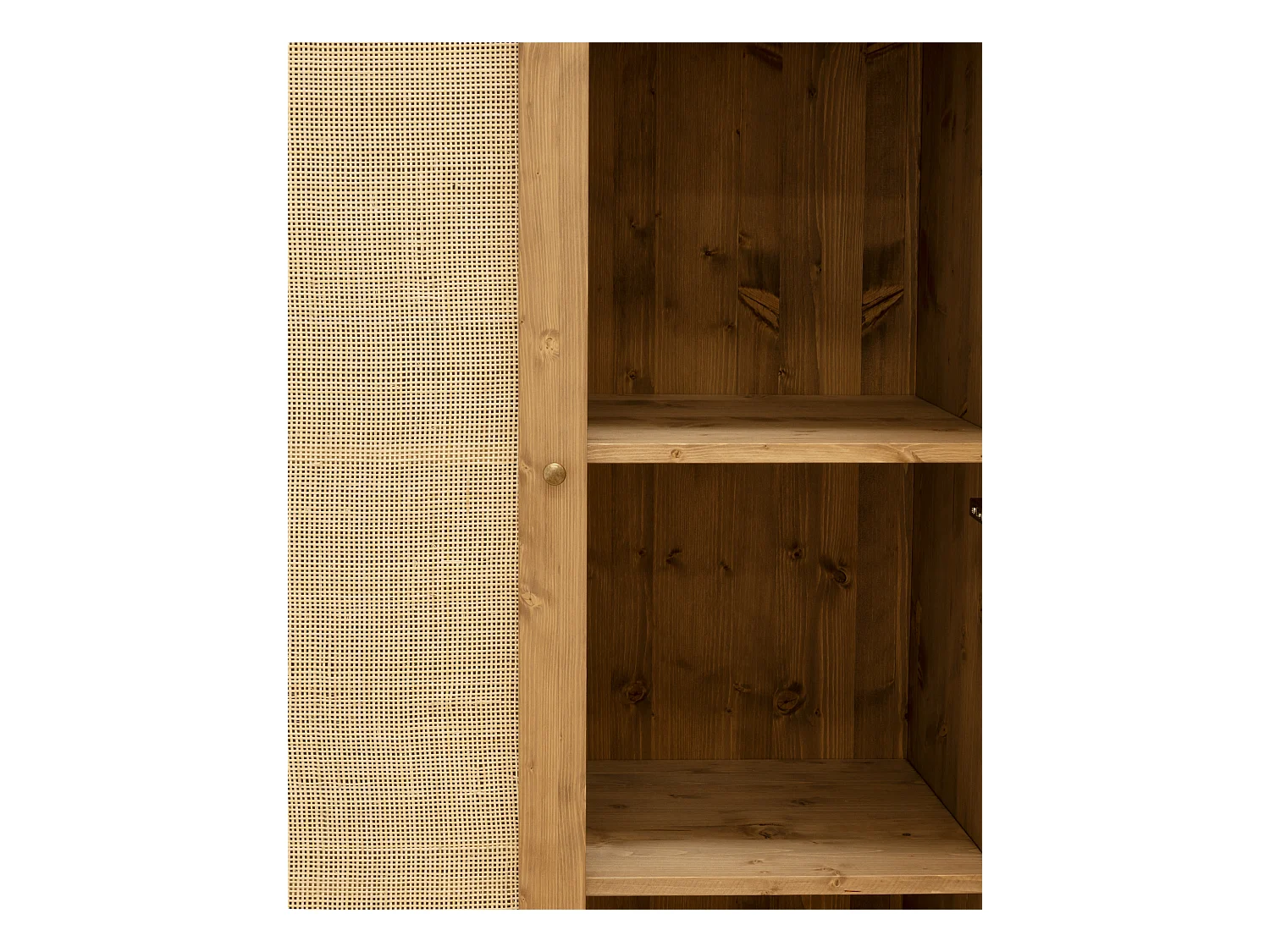 Armoire en bois de sapin et tressage de rotin naturel 180x80x40cm - FRIDA - DECOWOOD
