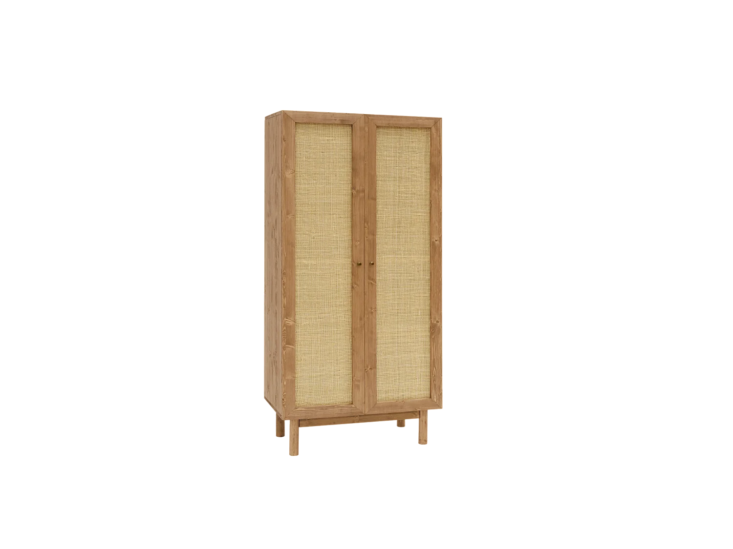Armoire en bois de sapin et tressage de rotin naturel 180x80x40cm - FRIDA - DECOWOOD