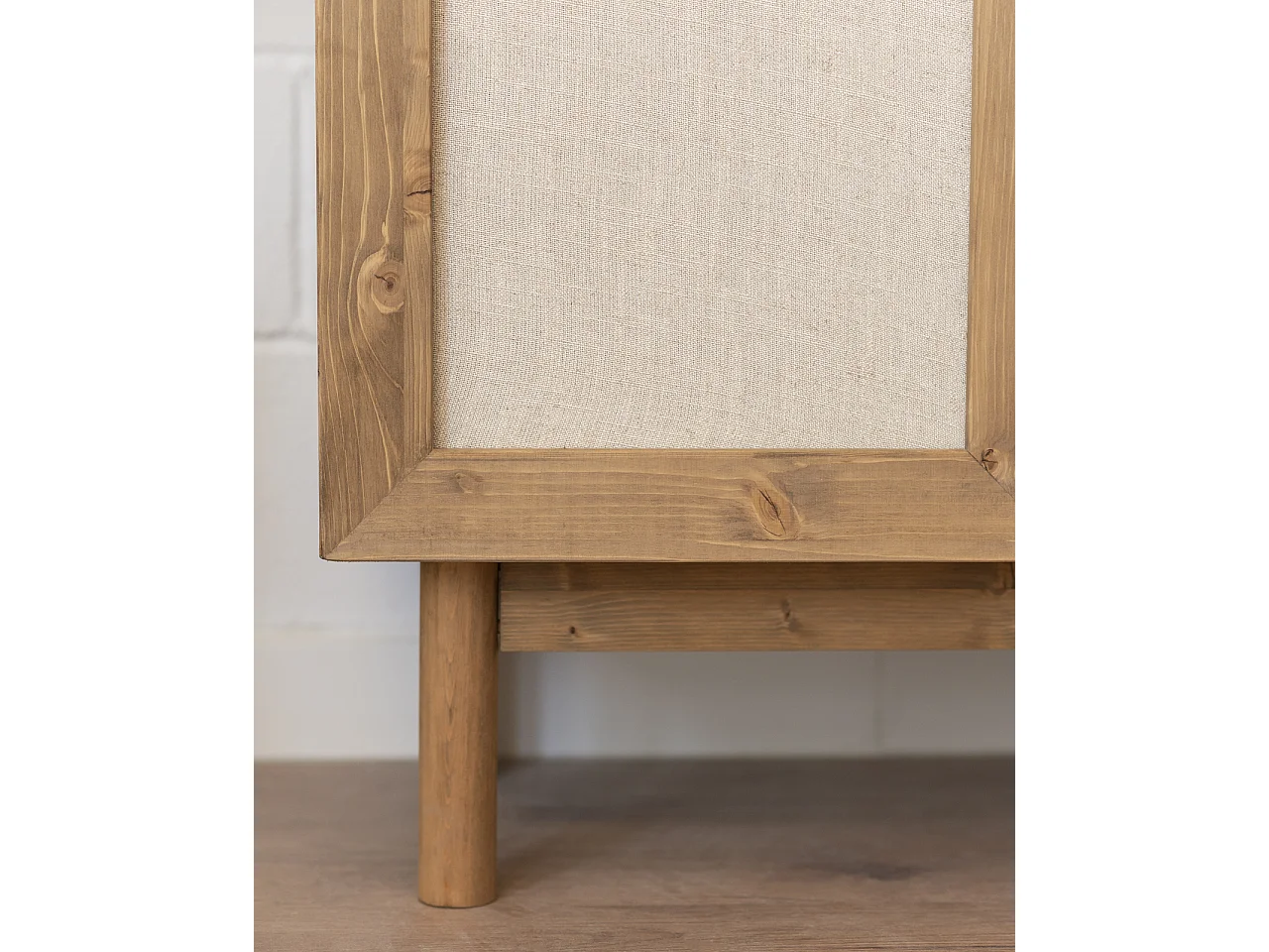 Armoire en bois de sapin et toile de lin vieilli 180x80cm - LINEN - DECOWOOD