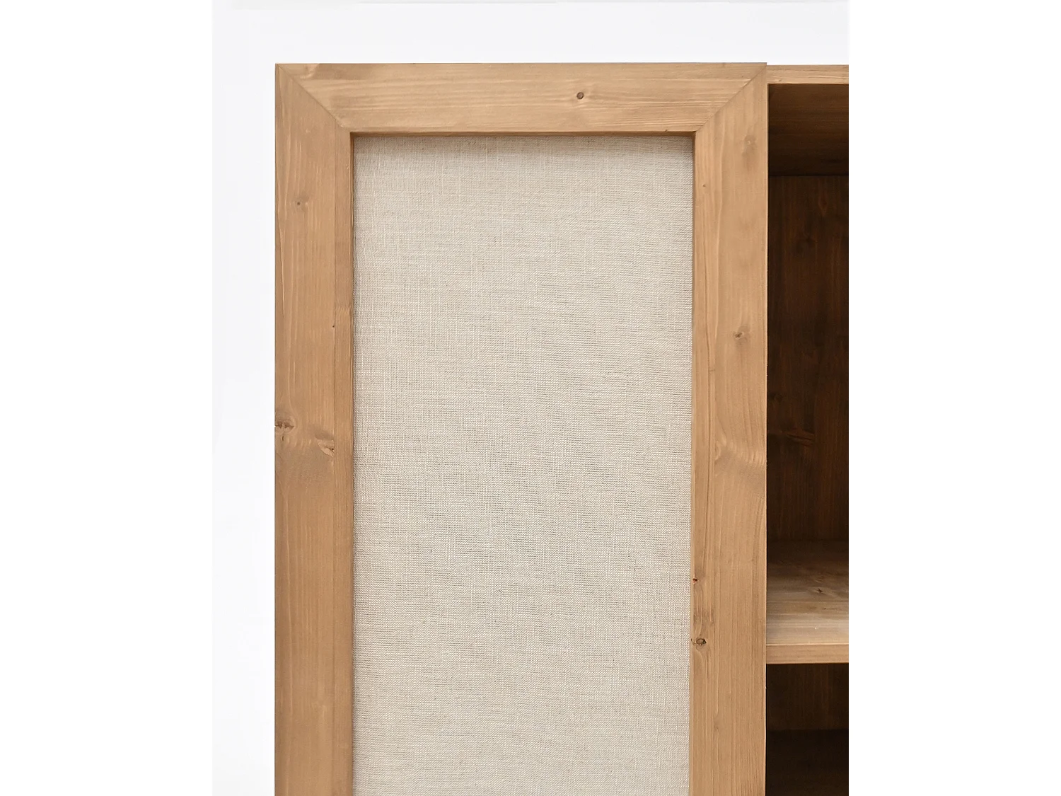 Armoire en bois de sapin et toile de lin vieilli 180x80cm - LINEN - DECOWOOD