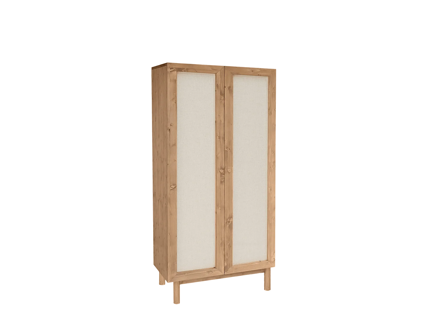 Armoire en bois de sapin et toile de lin vieilli 180x80cm - LINEN - DECOWOOD