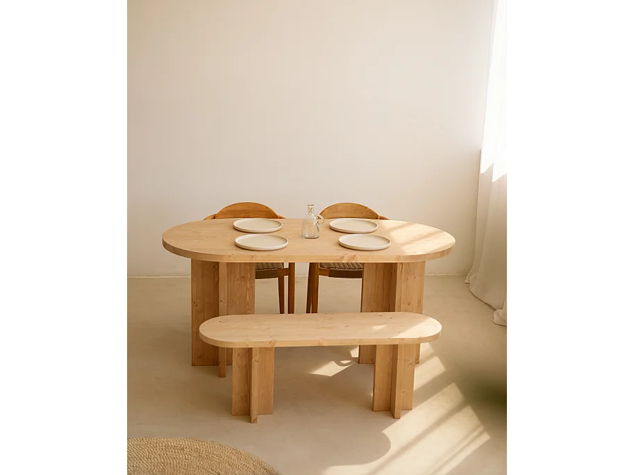 Table à manger ovale en bois de sapin marron 200x75cm - TOKYO - DECOWOOD