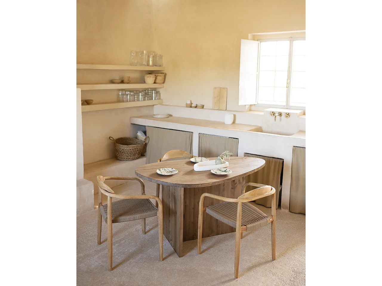 Table à manger en bois de sapin vieilli 142,9x75cm - MUR - DECOWOOD