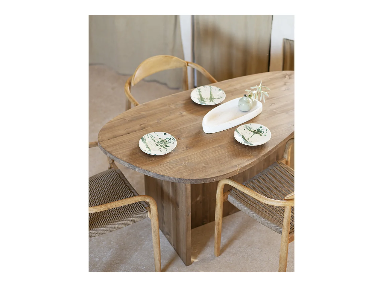 Tavolo da pranzo in legno massello in tono rovere scuro 142,9x75cm - MUR - DECOWOOD