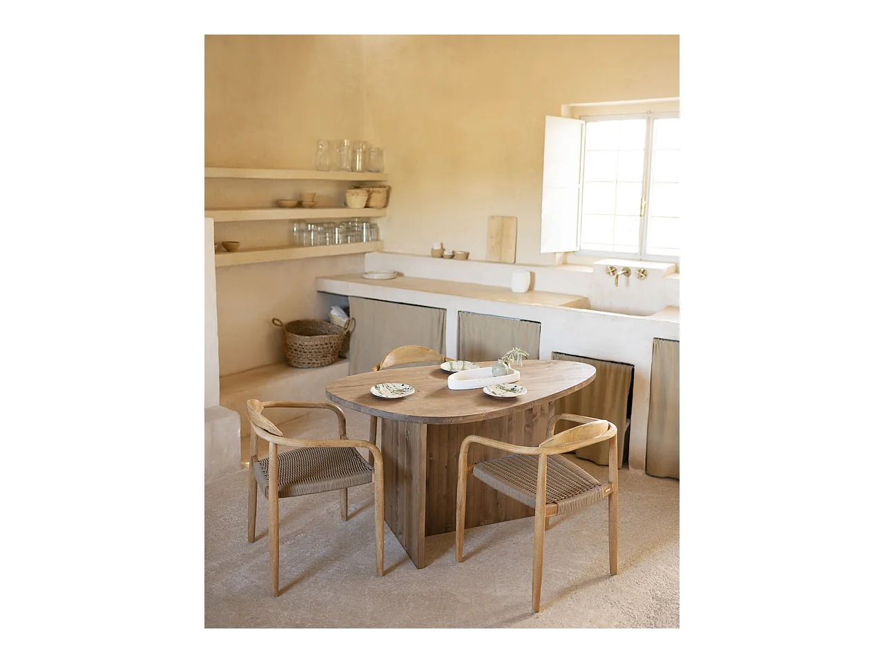 Table à manger en bois de sapin vieilli 142,9x75cm - MUR - DECOWOOD
