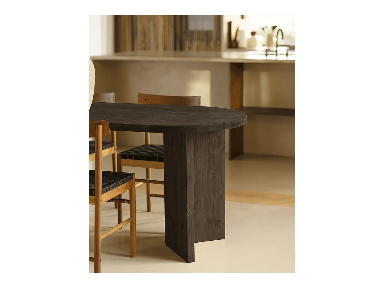 Table à manger en bois de sapin noir 180x75cm - OSAKA - DECOWOOD