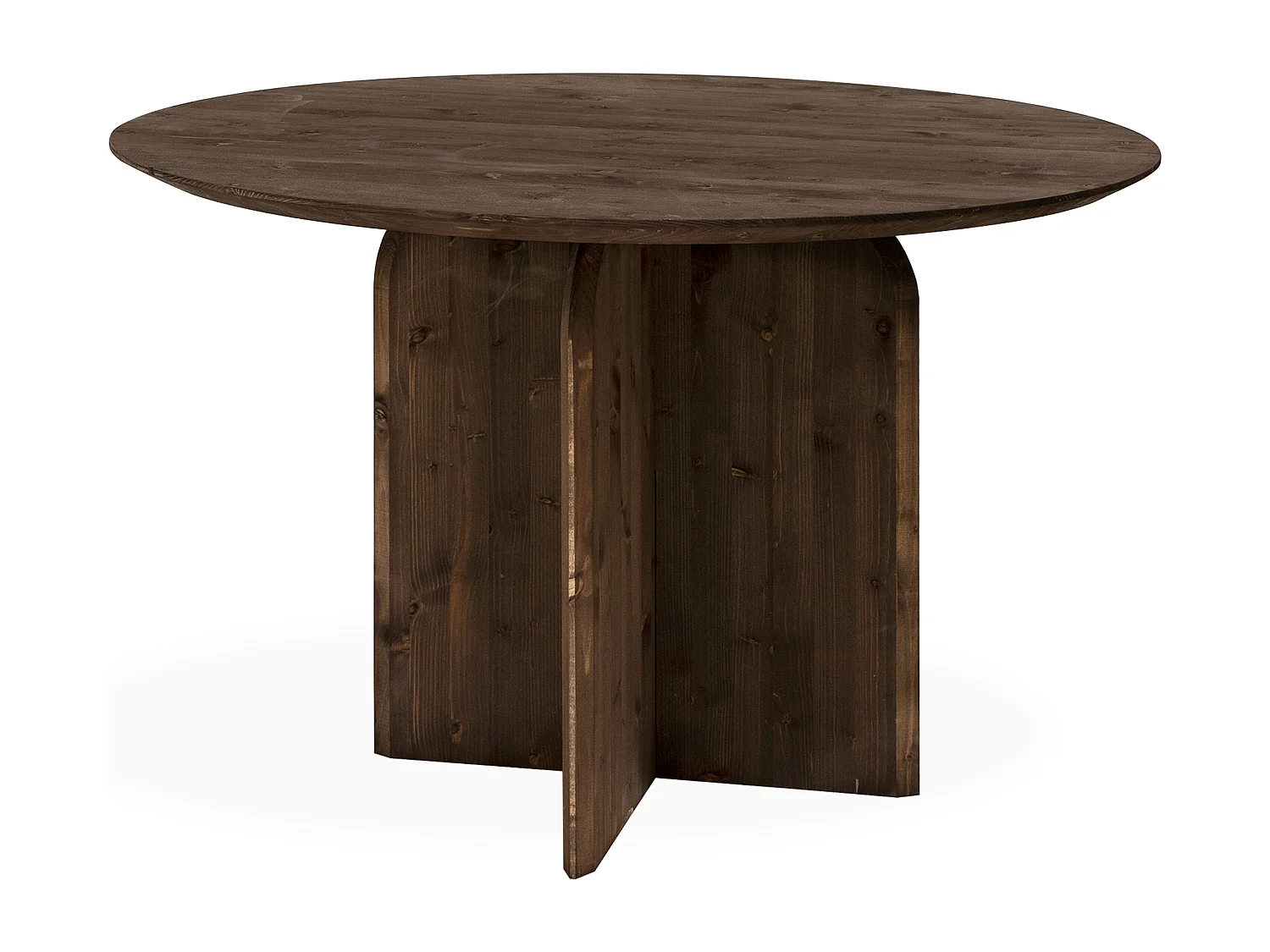 Mesa de comedor de madera de abeto maciza redonda Decowood en tono nogal de Ø110x75cm - TOKYO - DECOWOOD