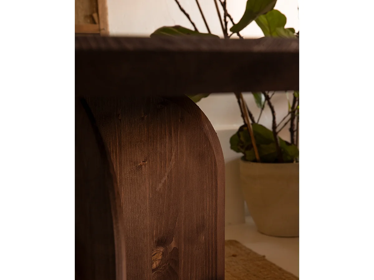 Mesa de comedor de madera de abeto maciza redonda Decowood en tono nogal de Ø110x75cm - TOKYO - DECOWOOD