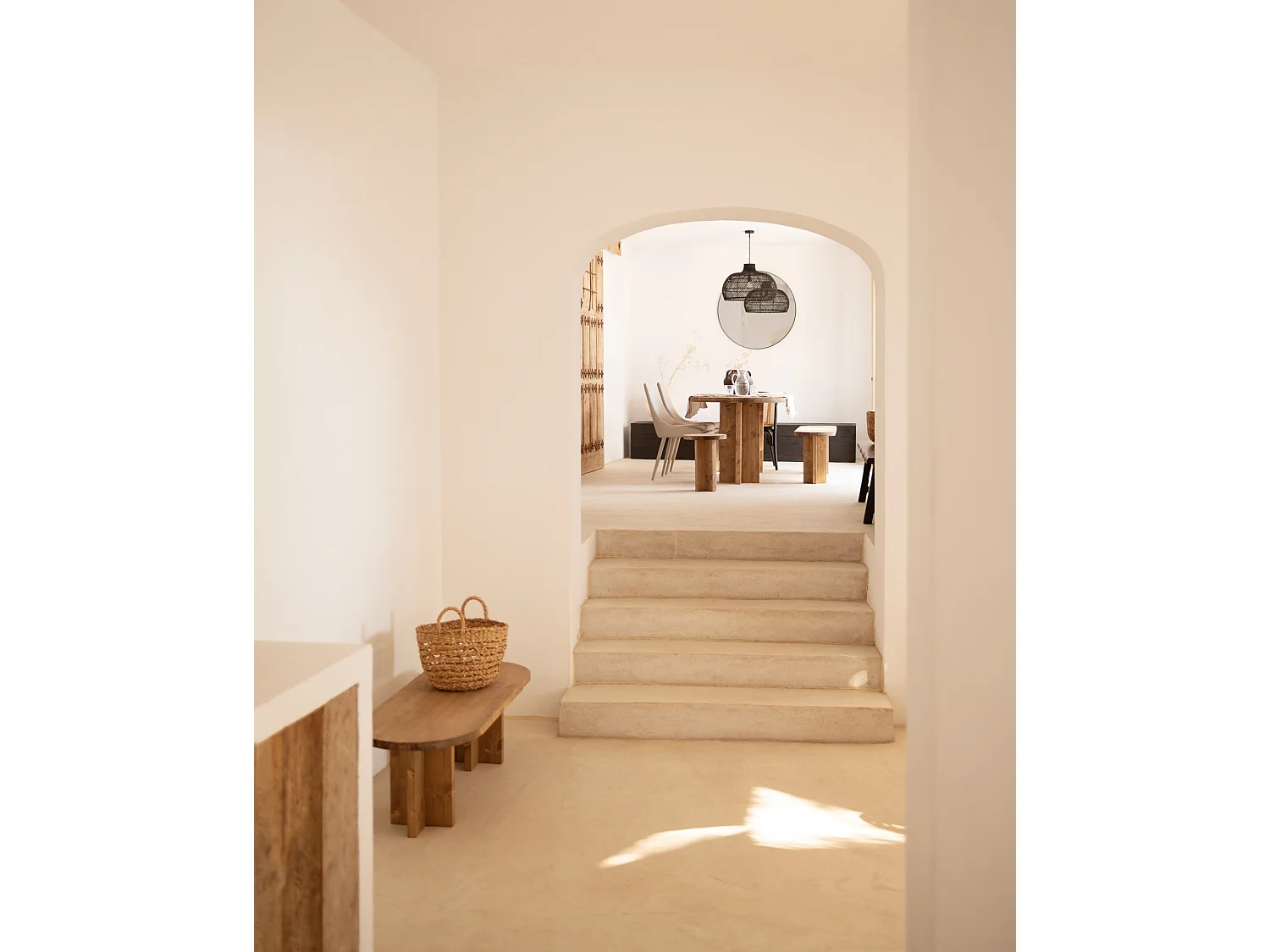 Set tavolo da pranzo 160cm e panca 120cm in legno masello in tono rovere scuro - TOKYO - DECOWOOD