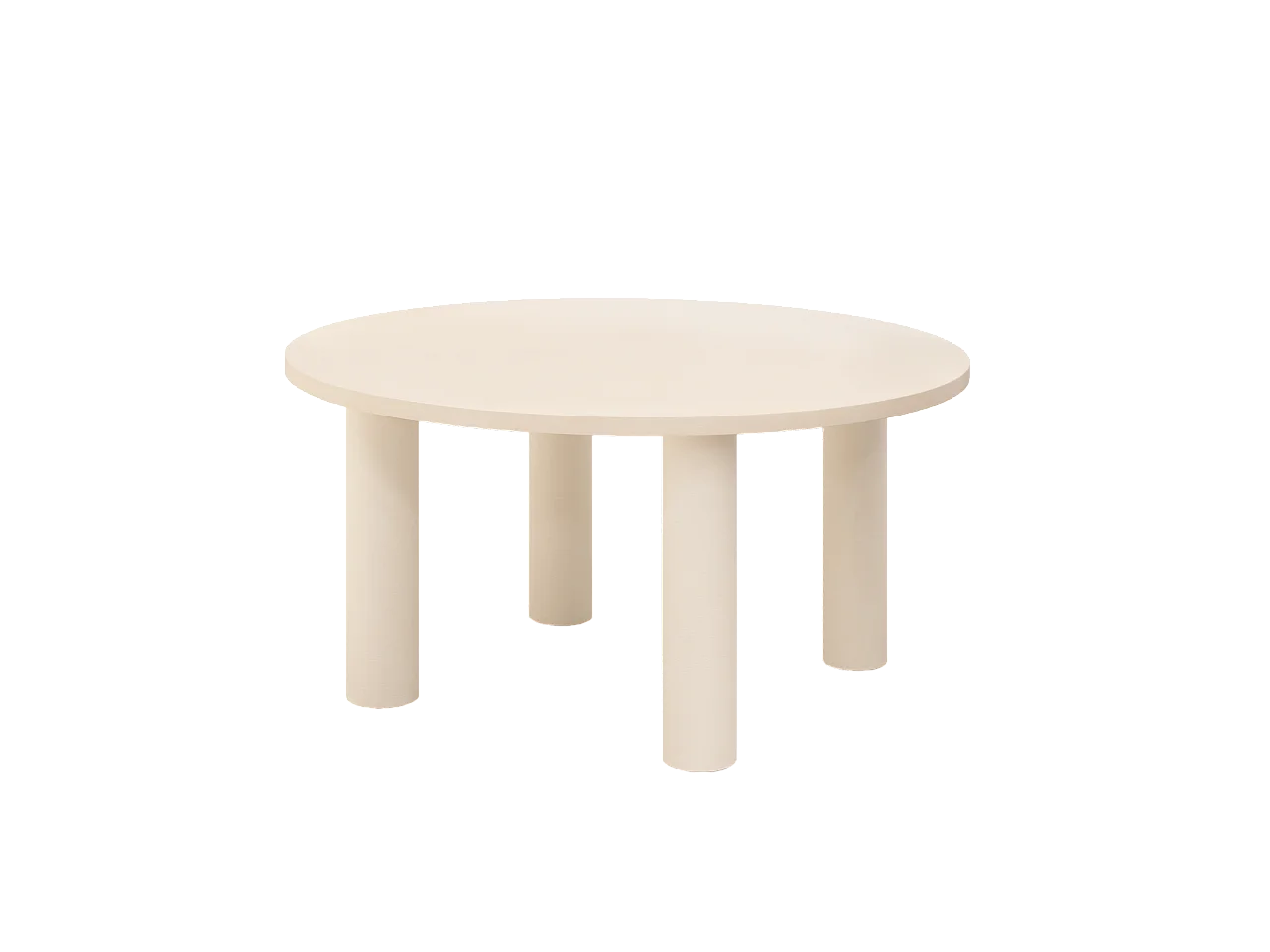 Tavolo da pranzo rotondo in microcemento colore bianco rotto 140cm