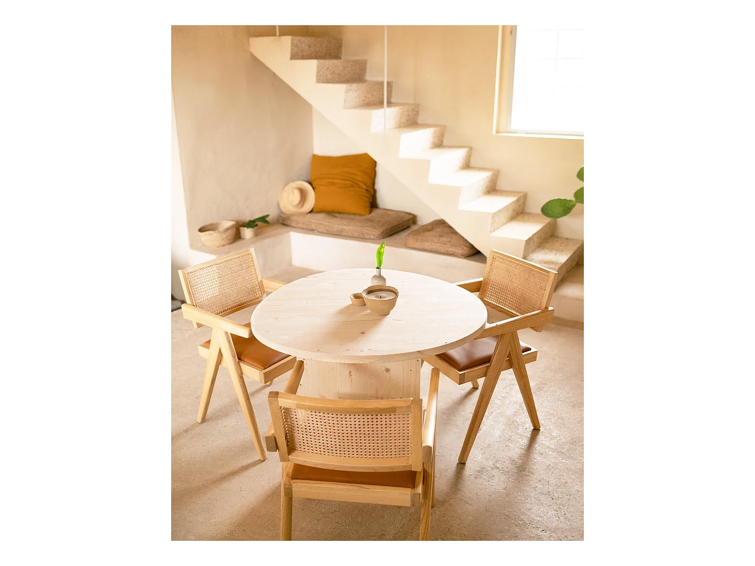 Tavolo da pranzo in legno massello in tono naturale 101x75cm - MUR - DECOWOOD