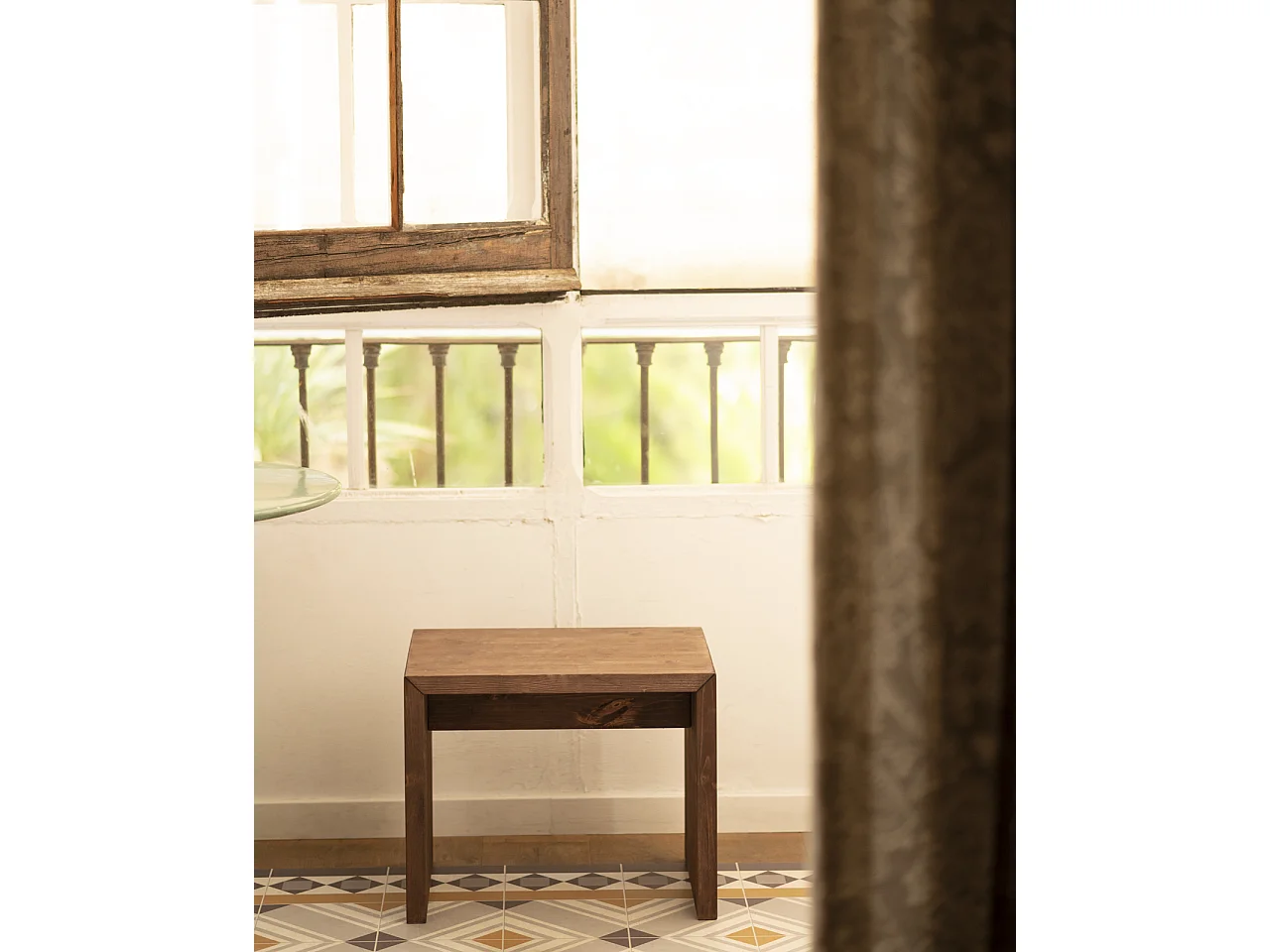 Ensemble table à manger + 4 tabourets bois de sapin marron 120x75cm - TELVA - DECOWOOD