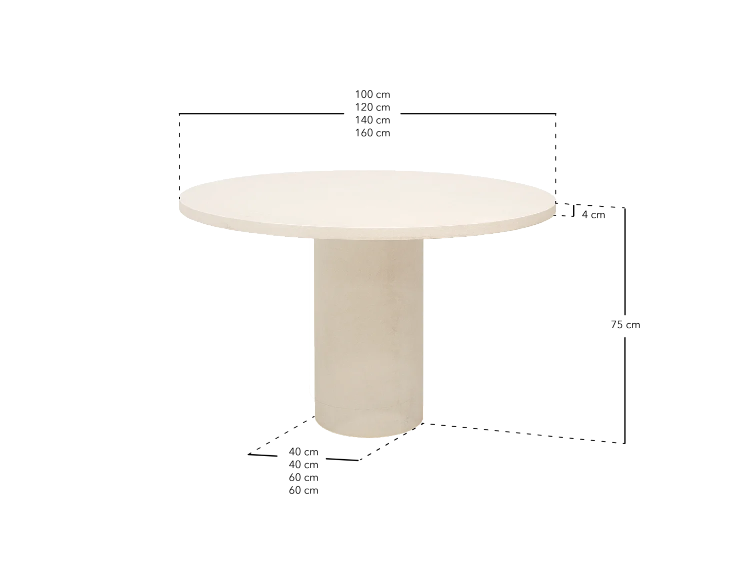 Tavolo da pranzo rotondo in microcemento colore terracotta 140cm